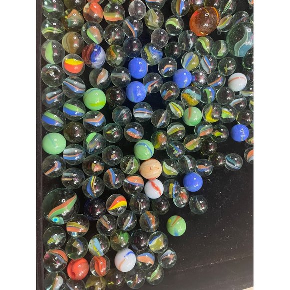 Vintage Ball Mason Jar Blue Full of Old Glass Marbles - Picture 6 of 7